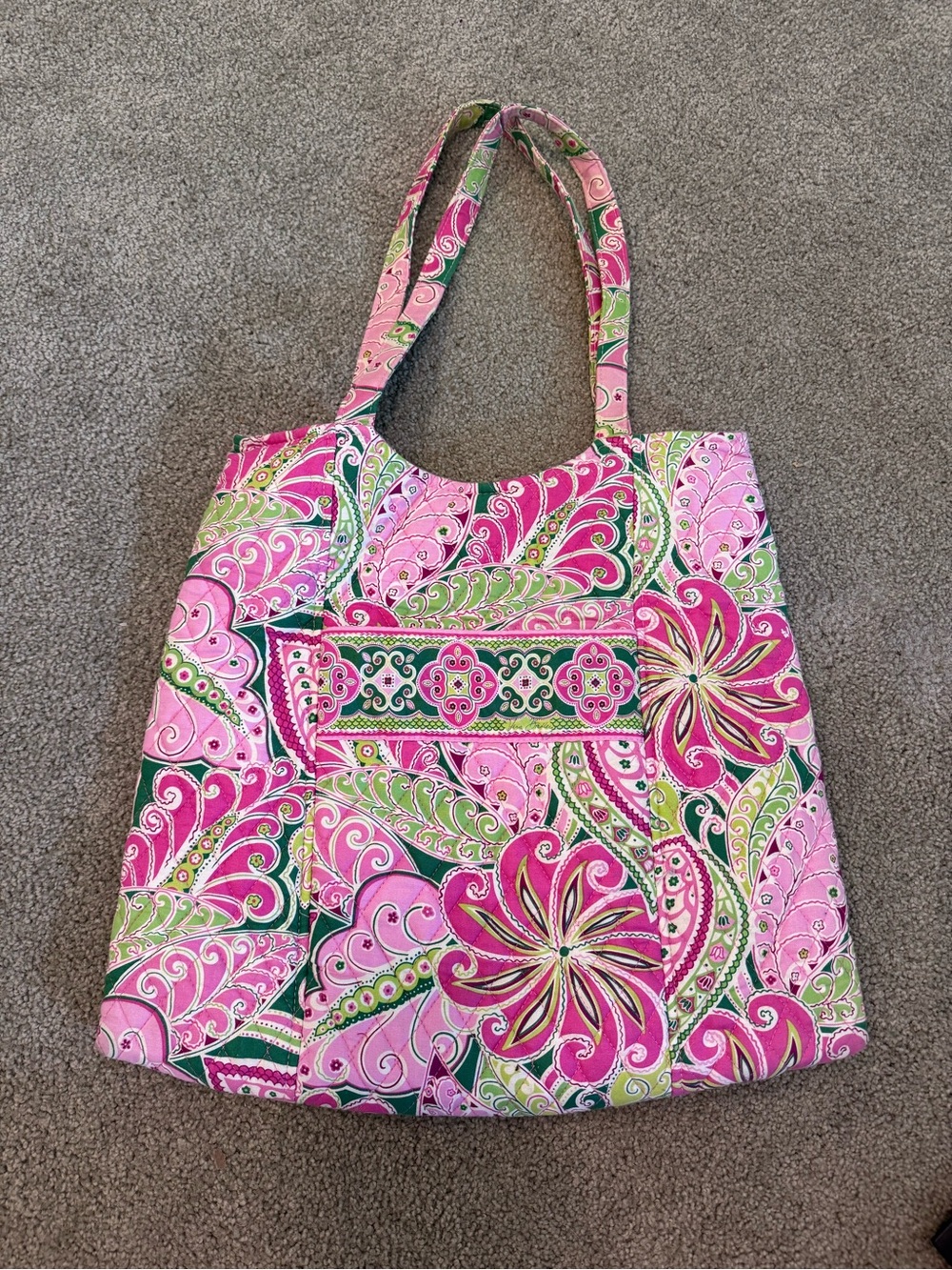 VERA BRADLEY Pinwheel Pink Retired Pattern 2007 Floral Tote Bag Purse